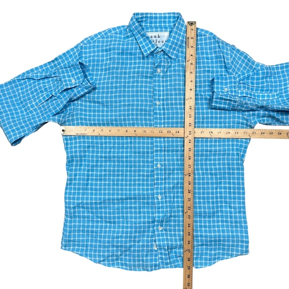 Frank & Eileen Paul Linen Check Blue White L/S Button Shirt Mens Large - Picture 11 of 11